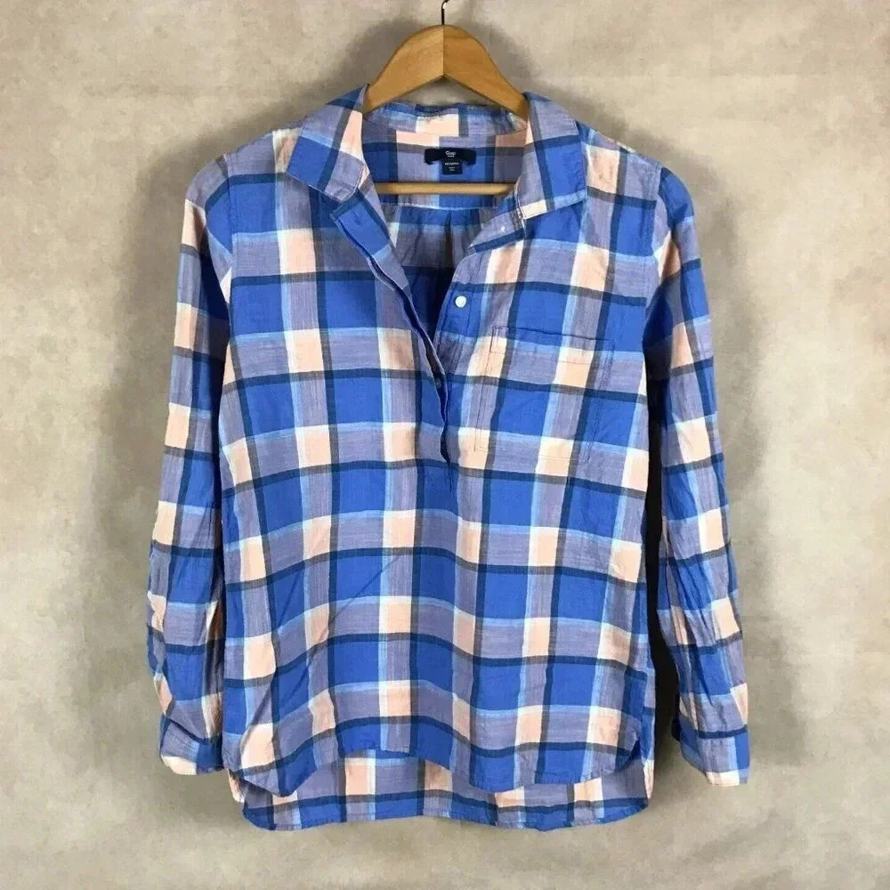 GAP Plaid Pop Over Shirt Size XS